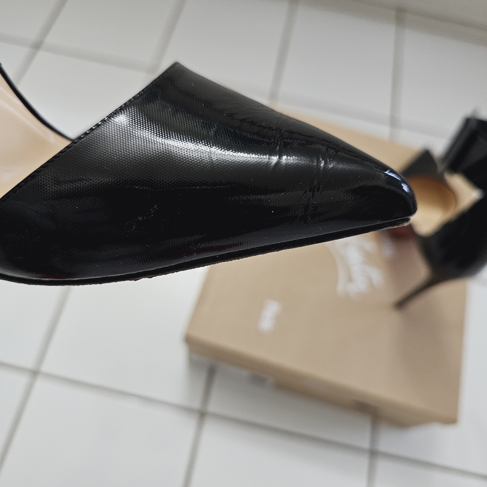 Authentic Christian Louboutin Black Patent Harler 100 Ankle Strap Pumps Sz 41 - Picture 8 of 16